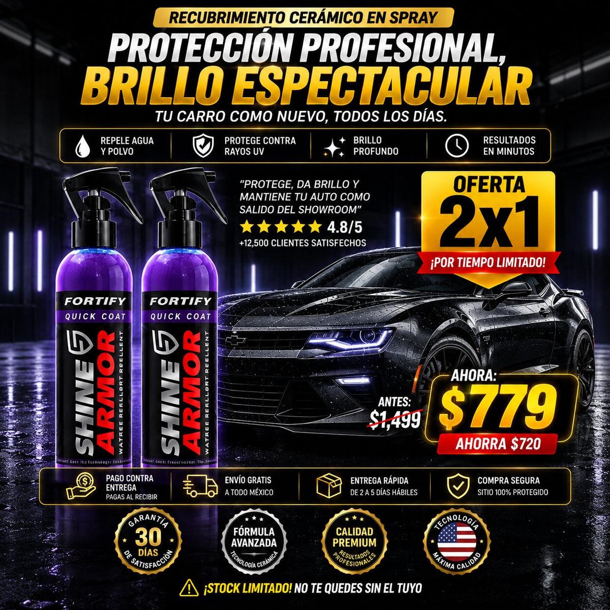 SHINE ARMOR | Spray De Revestimiento Ceramico Carro | 2X1 PAGA 1 LLÉVATE +1 GRÁTIS 🎁
