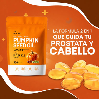 Pumpkin Seed Oil - Repara Tu Prostata, Riñones, Vegija y Bloquea la Caida de Cabello