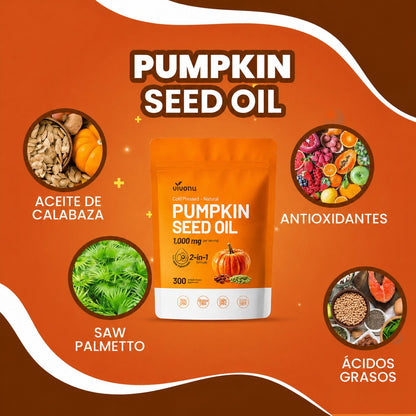 Pumpkin Seed Oil - Repara Tu Prostata, Riñones, Vegija y Bloquea la Caida de Cabello