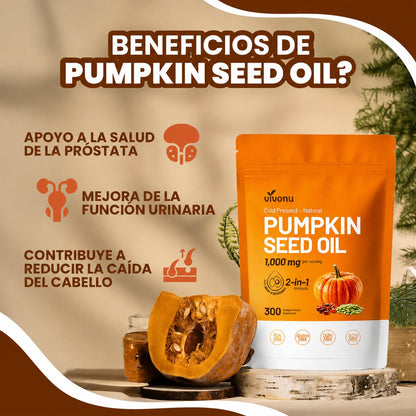 Pumpkin Seed Oil - Repara Tu Prostata, Riñones, Vegija y Bloquea la Caida de Cabello
