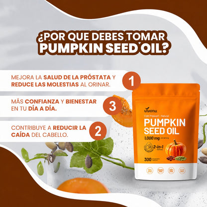 Pumpkin Seed Oil - Repara Tu Prostata, Riñones, Vegija y Bloquea la Caida de Cabello