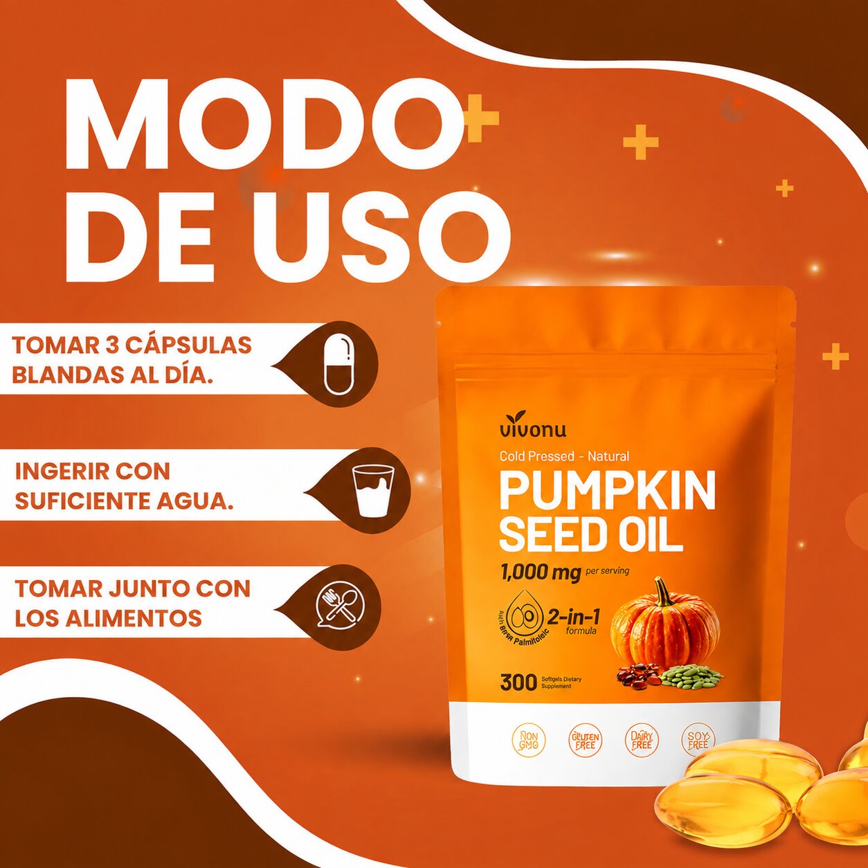 Pumpkin Seed Oil - Repara Tu Prostata, Riñones, Vegija y Bloquea la Caida de Cabello