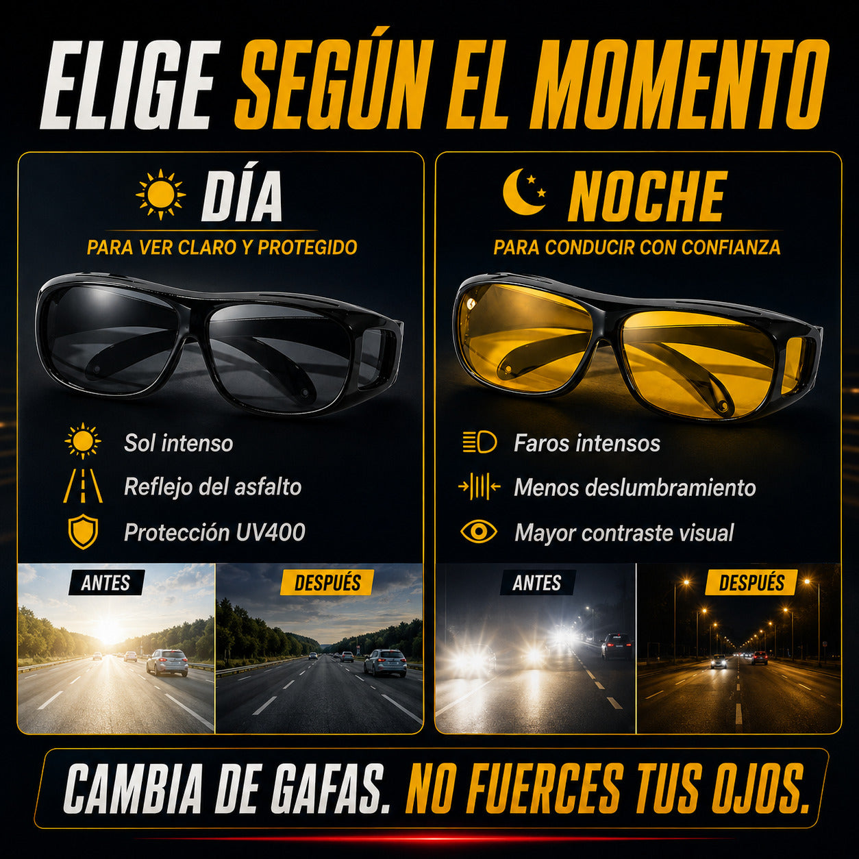 Gafas HD-Vision para Día y Noche 2 en 1 - Últimas Unidades
