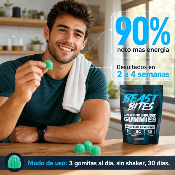 Beast Bites™ Creatina en Gomitas | Más músculo, más fuerza y menos cansancio | Últimas unidades 50% OFF