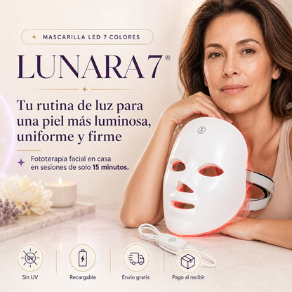 LUNARA 7® Mascarilla LED Facial – 7 colores para una piel más luminosa, uniforme y firme | Envío gratis
