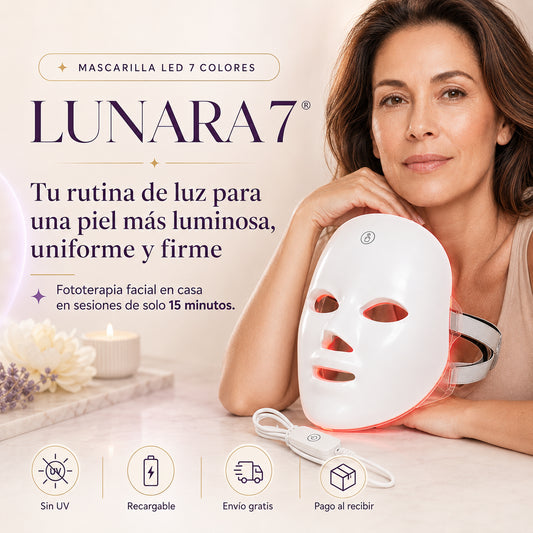 LUNARA 7® Mascarilla LED Facial – 7 colores para una piel más luminosa, uniforme y firme | Envío gratis