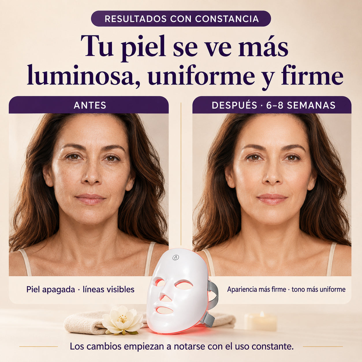 LUNARA 7® Mascarilla LED Facial – 7 colores para una piel más luminosa, uniforme y firme | Envío gratis
