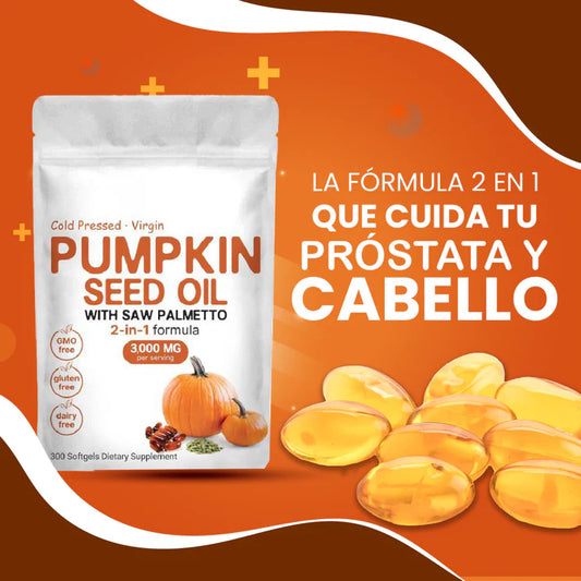 Pumpkin Seed Oil - Repara Tu Prostata, Riñones, Vegija y Bloquea la Caida de Cabello